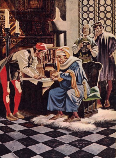 Money-lending Lombards from the Plain of Lombardy by English School